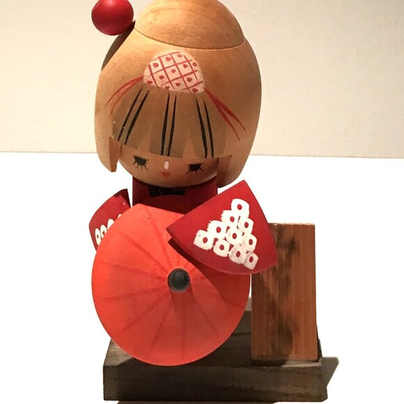 Collectible Lot Vintage Japanese Kokeshi Hand-Painted Signed Wooden Dolls 5pcs - Picture 5 of 11